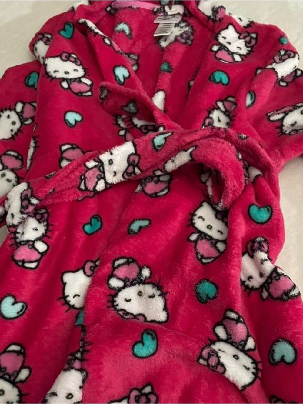 Hello Kitty Plush Pink Hooded Robe